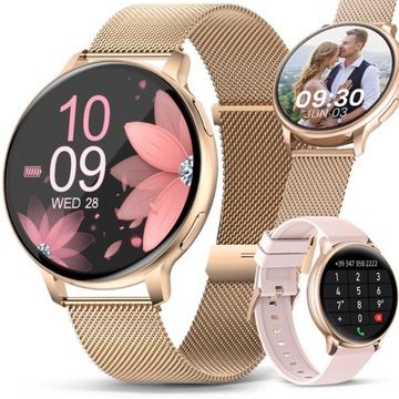 SMARTWATCH ELEGANCKI ZEGAREK DAMSKI ROZMOWY MENU PL BRANSOLETKA + PASEK