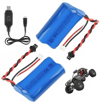 AKUMULATOR DO RC CAR 7,4V 1500 MAH 2SZTUK Z KABLEM USB