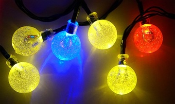 СОЛНЕЧНАЯ САДОВАЯ ГИРЛЯНДИЯ ЛАМПЫ ЦВЕТНЫЕ ШАРЫ 20 МНОГОЦВЕТНЫХ СВЕТОДИОДОВ