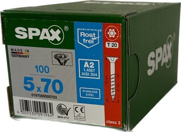 Wkręty stal nierdzewna A2 5 x 70mm SPAX do drewna