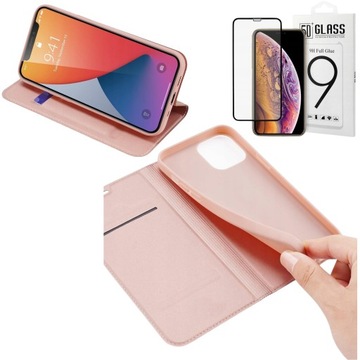 ETUI DO IPHONE 12 MINI Z KLAPKĄ 2w1 OBUDOWA CASE + SZKŁO HARTOWANE 9H