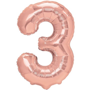 BALON CYFRA 3 ROSE GOLD CYFRY NA URODZINY DUŻY 100