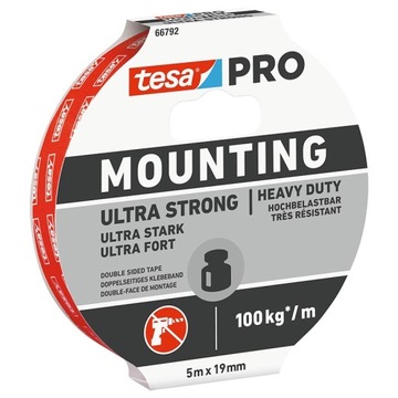 Taśma montażowa dwustronna Tesa Mounting PRO Ultra Strong biała 19mm x 1,5m