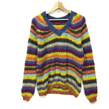 BLACK COLOUR Kolorowy Sweter Wełna Moher M / L