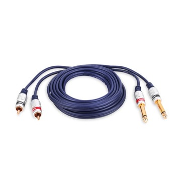 Kabel 2x Jack 6,3 wtyk - 2x RCA wtyk VITALCO 10 m