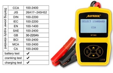 ТЕСТЕР АККУМУЛЯТОРА 12 В AUTOOL BT360 PL