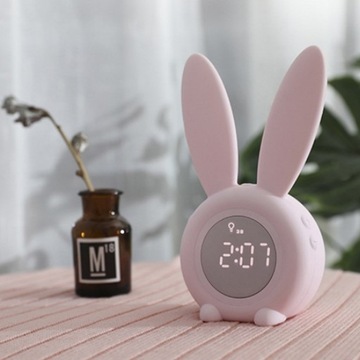 НОЧНИК ДЕТСКИЙ БУДИЛЬНИК КРОЛИК ЧАСЫ ДЛЯ ДЕТЕЙ