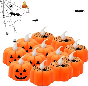 Dynia Świece LED Lampki Halloween Zestaw 12 Szt.