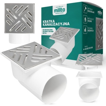 KRATKA ŚCIEKOWA 110 MM 15x15 CM ODPŁYWOWA ODPŁYW BRODZIKA PRYSZNICA BOCZNA