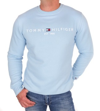 BLUZA TOMMY HILFIGER MĘSKA DUŻE LOGO KLASYCZNA BŁĘKITNA M