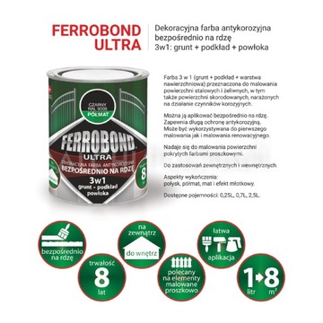3в1 FERROBOND ULTRA металлическая краска под ржавчину КОРИЧНЕВАЯ