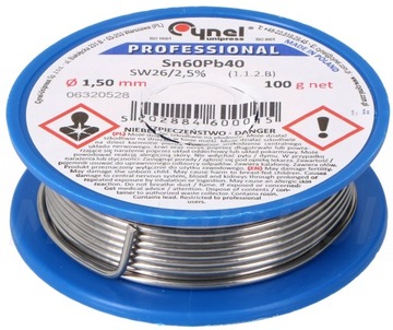 Cyna do lutowania z kalafonią POLSKA CYNEL 100g 1,5mm