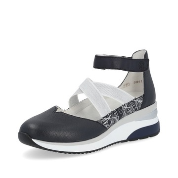 RIEKER - REMONTE sneakersy, buty, sandały skórzane niebieskie D2411