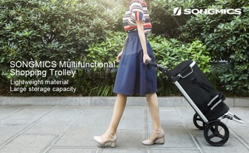 Тележка для покупок SONGMICS, складная, ручная тележка с тележками, съемная