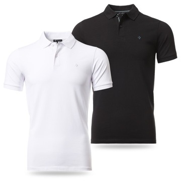2x Koszulka męska MORAJ bawełniana Koszulka Polo czarna i biała r. XXL