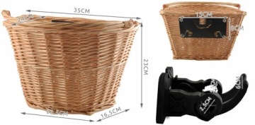 КОРЗИНА ДЛЯ ВЕЛОСИПЕДОВ ПЛЕТЕНАЯ КОРЗИНА ДЛЯ ВЕЛОСИПЕДОВ CLICK ECO LARGE 35x27,5x24,5 CLASSIC