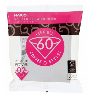 БУМАЖНЫЙ ФИЛЬТР HARIO DRIP V60-02 100 ШТ.
