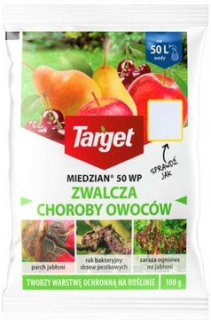 TARGET MIEDZIAN 50 WP ŚRODEK ZWALCZA CHOROBY GRZYBOWE OWOCÓW PARCH RAK 100G