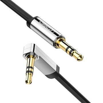 Kątowy kabel mini jack 3,5mm AUX UGREEN AV119 płaski 3m