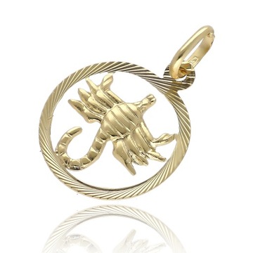 Złota zawieszka znak zodiaku Skorpion blaszka kółko prezent 0,59 g 585