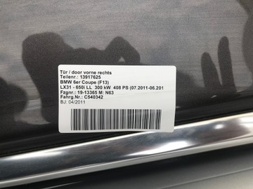 BMW 6 F12 F13 DVEŘE LEVÉ PRAVÉ PŘEDNÍ BARVA A17