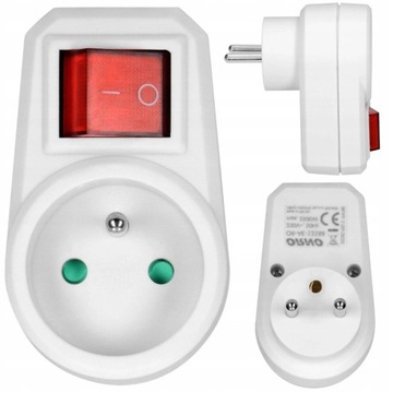 Rozgałęźnik Adapter z Podświetlanym Wyłącznikeim Biały