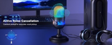 Микрофон для игрового компьютера, поп-фильтр, конденсаторный USB-черный светодиод B5