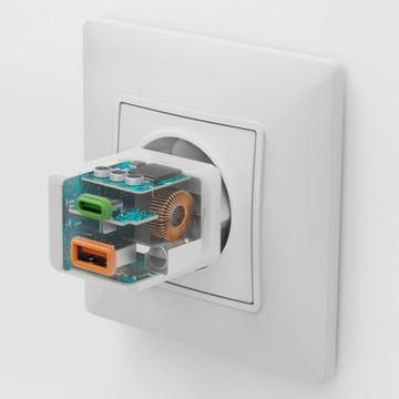 Hama ŁADOWARKA sieciowa MINI 30W szybkie ładowanie port USB-A USB-C biała