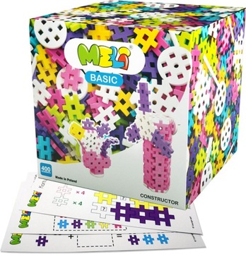 KLOCKI MELI BASIC CONSTRUCTOR PINK 400 + KARTY