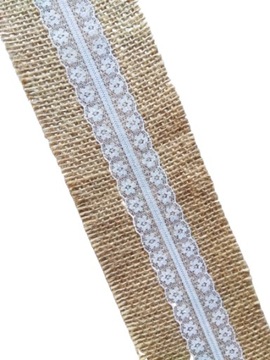 bieżnik, taśma jutowa 8 cm z koronką, 2,70m