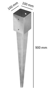 PODSTAWA SŁUPA WBIJANA KOTWA OGRODOWA 100x100x900 MM