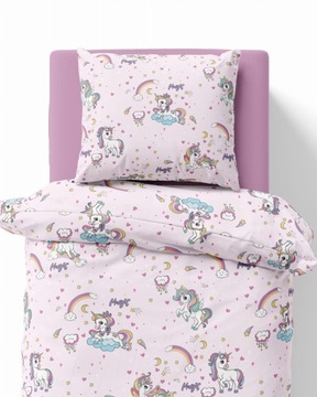 ПОСТЕЛЬНОЕ ПОСТЕЛЬНОЕ ДЛЯ ДЕВОЧКИ 140Х200 РОЗОВЫЙ ЕДИНОРОГ РАДУЖНОЕ ОБЛАКО