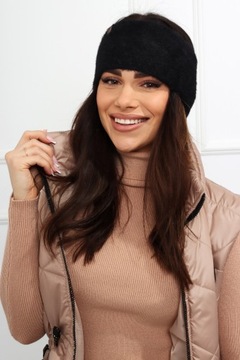 ПОВЯЗКА НА УШИ ЖЕНСКАЯ, ТЕПЛАЯ, ПЛОТНАЯ, СПОРТИВНАЯ, ЖЕНСКАЯ АЛЬПАКА, ЧЕРНАЯ