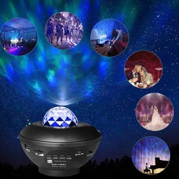 PROJEKTOR GWIAZD RZUTNIK NIEBA KONTROLA GŁOSU LED GŁOŚNIK BLUETOOTH + PILOT