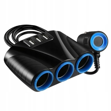 РАЗДЕЛИТЕЛЬ РАЗДЕЛИТЕЛЬ НА 3 ГНЕЗДА ПРИКУРИВАТЕЛЯ USB QC БЫСТРОЕ ЗАРЯДНОЕ УСТРОЙСТВО