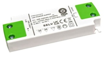 Блок питания светодиодов 12В/1,25А CV, компактный пластиковый корпус. Серия SE-VF, POS, FTPC15V