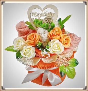 Букет полотенец ПОДАРОК ​​На День Рождения Именины Мыло розы полотенца 50х100см