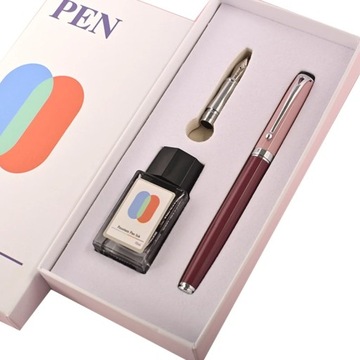 Metal Signature Pen Kit Piston-filled Fountain Pen Set Ink Included Steel