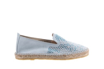 Espadryle Bayla-115 107601 Niebieskie Półbuty Letnie Skóra Naturalna r.40