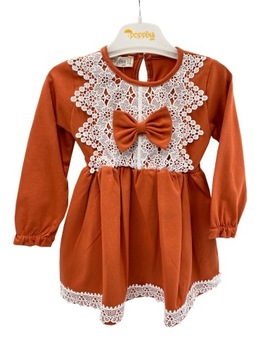 Sukienka dla dziewczynki świąteczna z koronką kokardka elegancka r.110