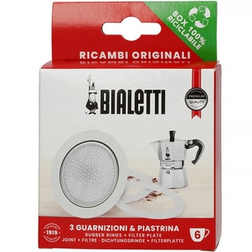 Bialetti uszczelka (3 szt ) +sitko do kawiarek 6tz aluminiowych