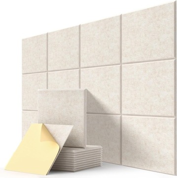 PANELE AKUSTYCZNE IZOLACYJNE 30X30X0,9 BEŻOWE CAMEL SAMOPRZYLEPNE 12 SZTUK