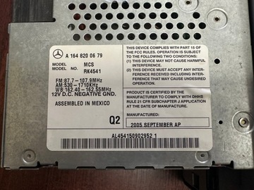 MERCEDES ML W164 GL X164 США РАДИОНАВИГАЦИОННЫЙ MCS RK4541 A1648200679