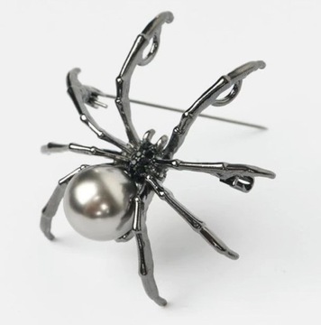 Broszka duży srebrny pająk na prezent B18