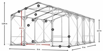 Гаражная палатка 6х8м [2,5м] Solid DAS 560 PP