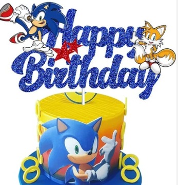 TOPPER NA TORT SONIC urodzinowy topper SONIC