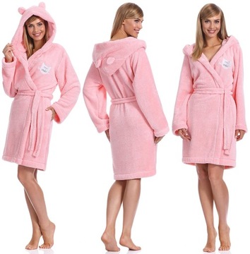 КОРОТКИЙ ЖЕНСКИЙ ПУХОВОЙ ХАЛАТ С УШЯМИ ХАЛАТ S