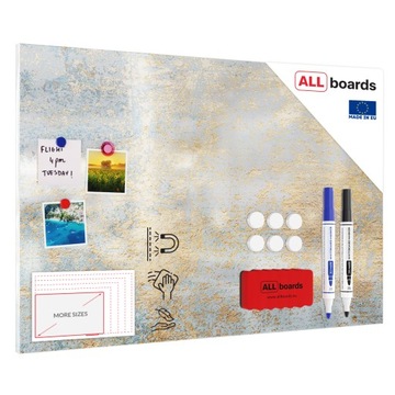 Tablica na magnesy METALboards, złoty beton 90x60 cm + zestaw GRATISÓW