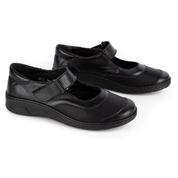 Buty damskie na rzep wsuwane skórzane POLSKIE 0580W czarne 38