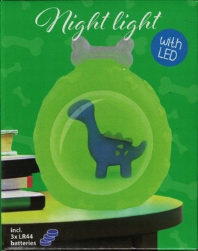 НОЧНИК ДЕТСКИЙ ДИНОЗАВР LED 3X LR44
